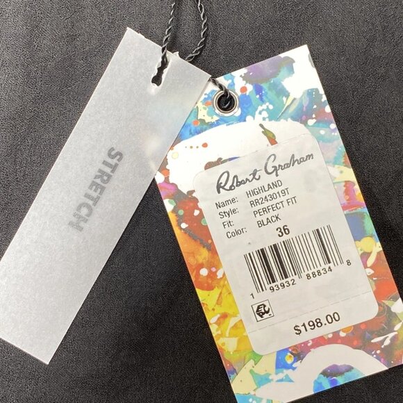 Robert Graham Men's Highland Jacquard Perfect Fit Pants – Size 36 – Black - Picture 4 of 9